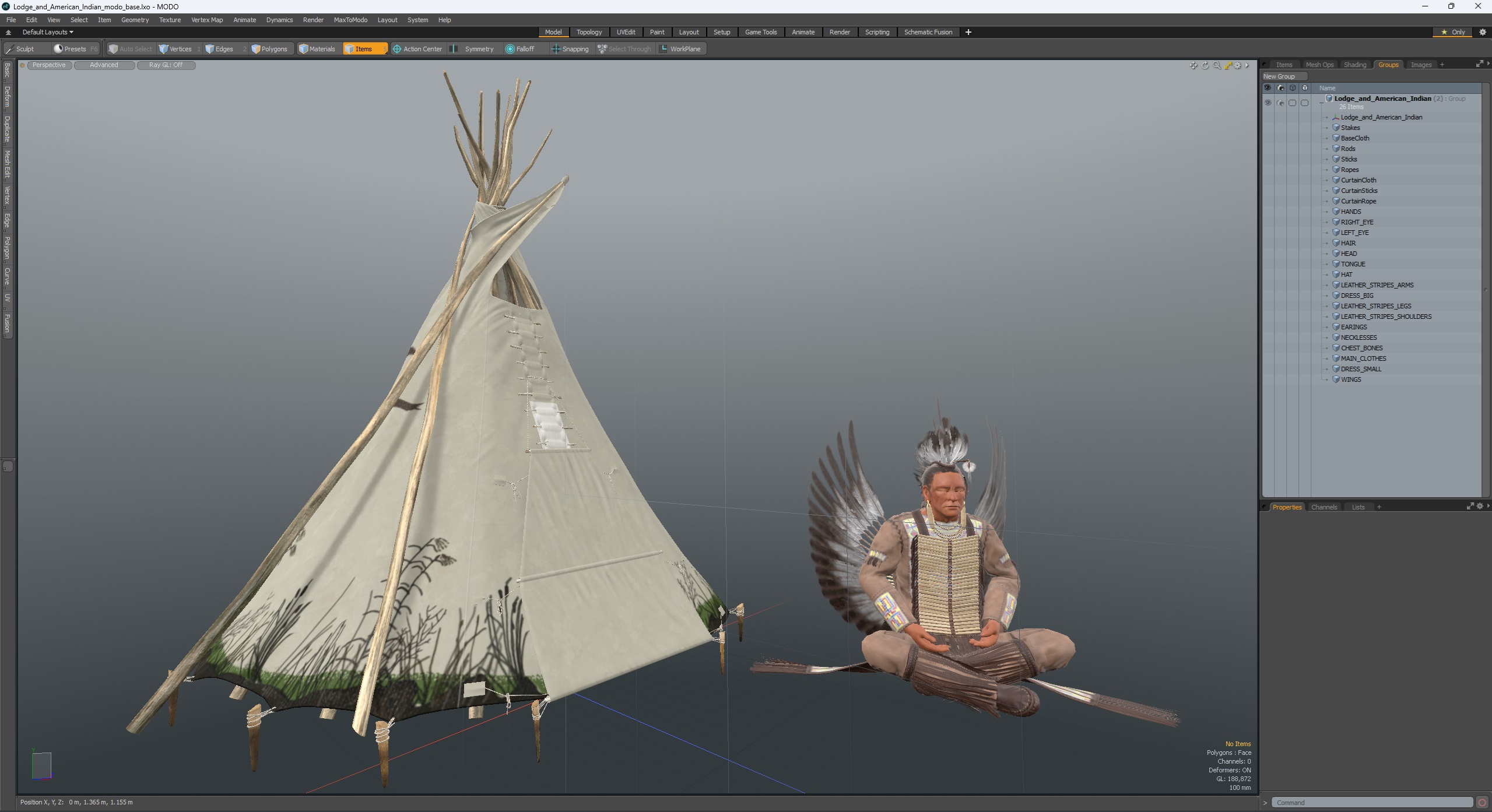 3D model Lodge and American Indian