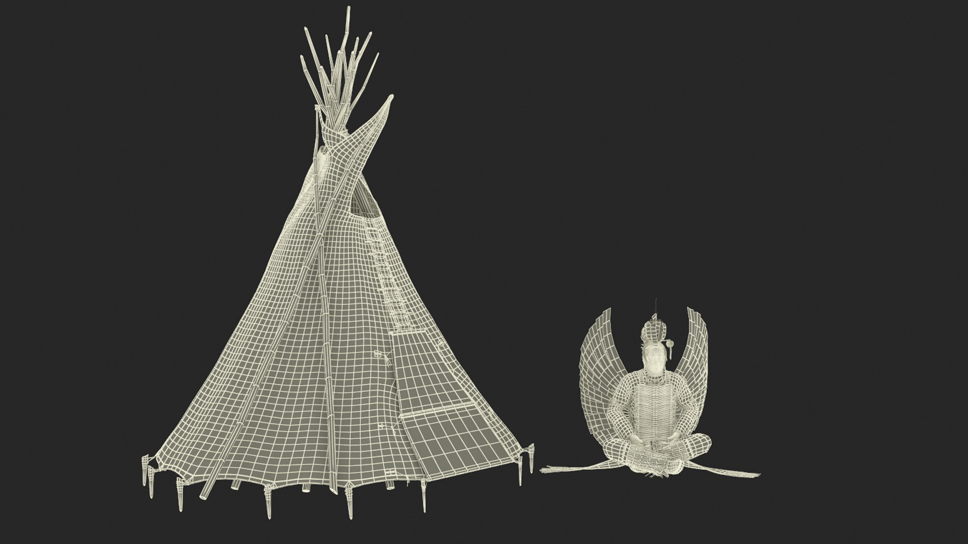 3D model Lodge and American Indian