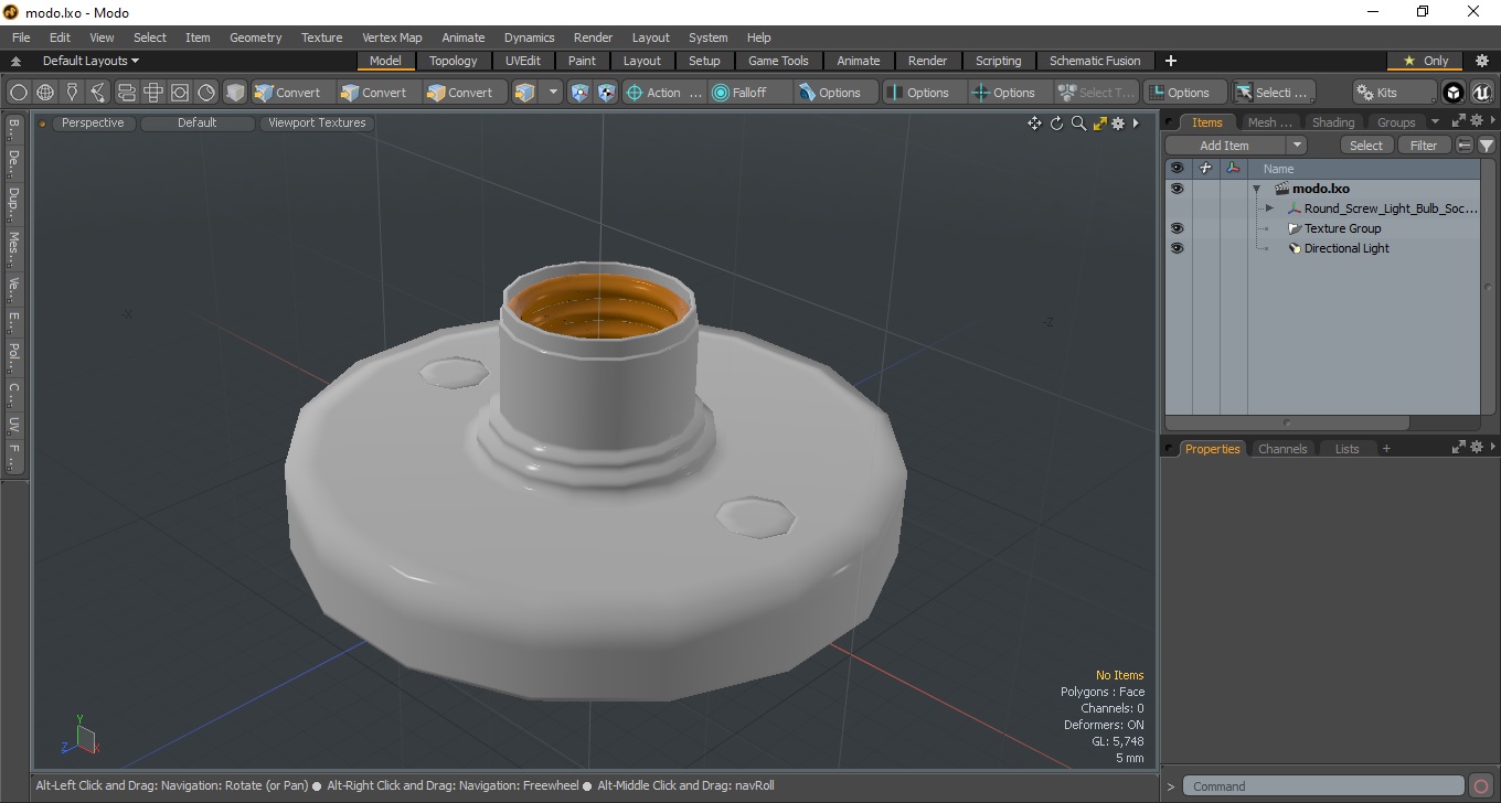 Round Screw Light Bulb Socket 3D model