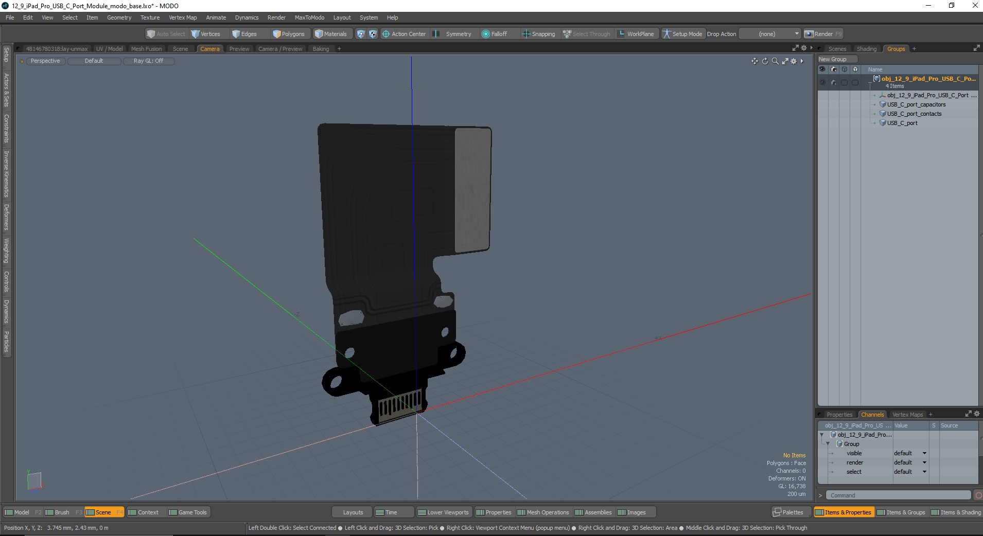 3D 12 9 iPad Pro USB C Port Module