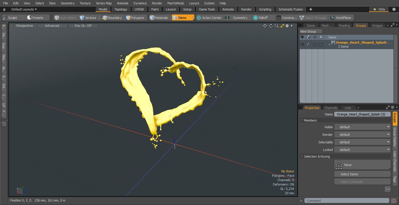 3D Orange Heart Shaped Splash