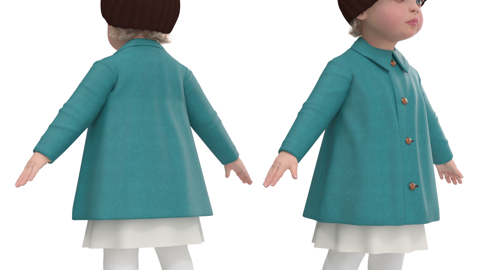 Little Girl Everyday Autumn Style Fur Rigged 3D model