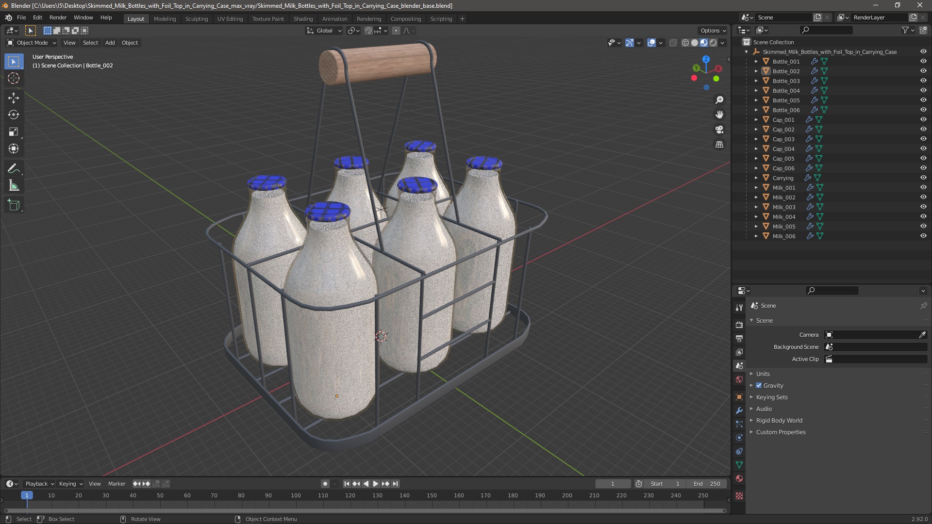 3D Skimmed Milk Bottles with Foil Top in Carrying Case