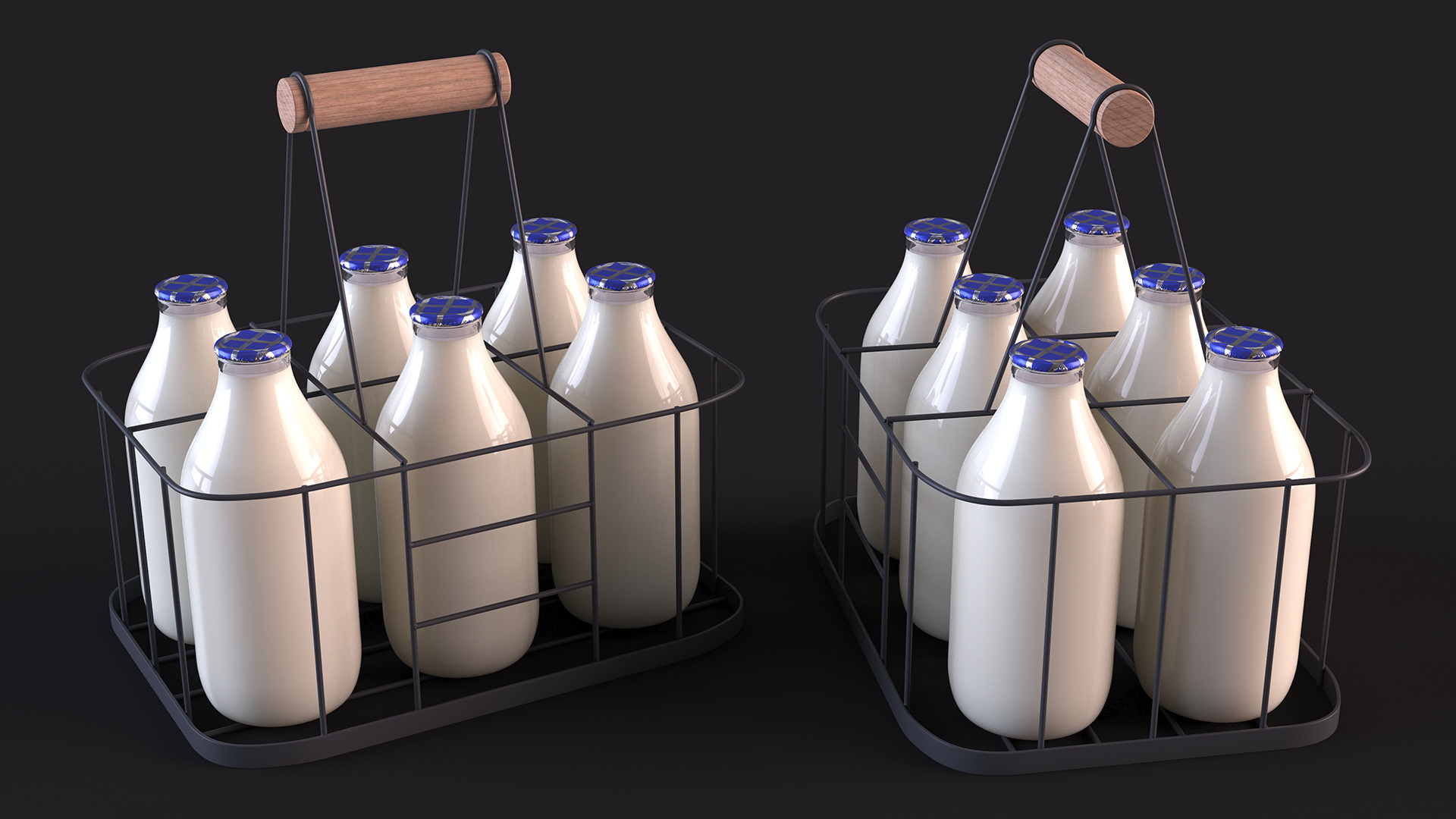 3D Skimmed Milk Bottles with Foil Top in Carrying Case