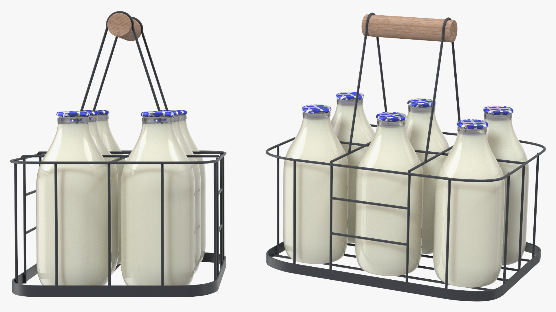 3D Skimmed Milk Bottles with Foil Top in Carrying Case