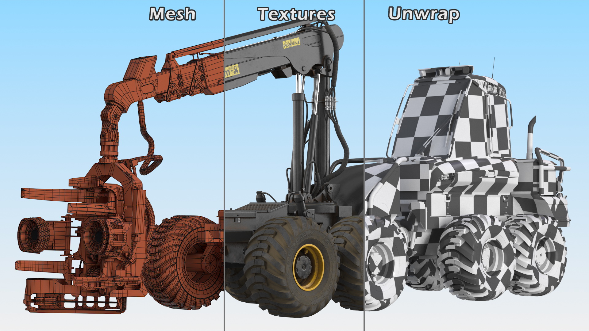 Forestry Harvester PONSSE Bear 8W Dirty 3D model