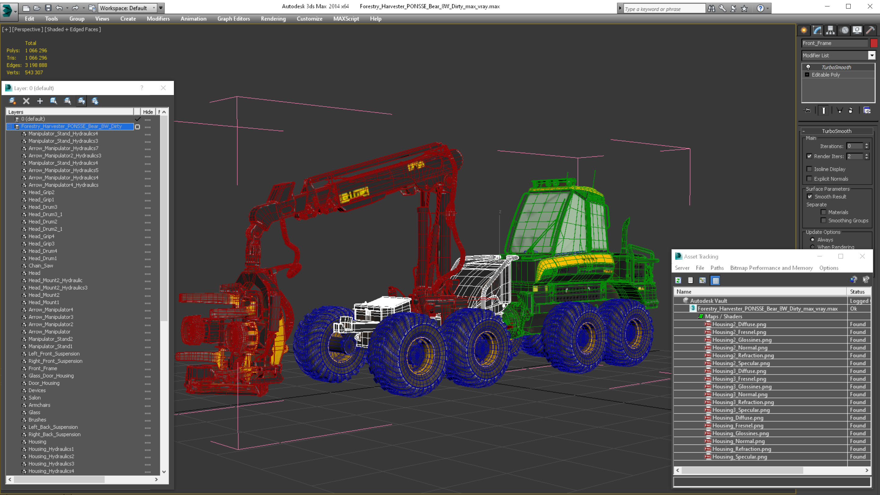 Forestry Harvester PONSSE Bear 8W Dirty 3D model