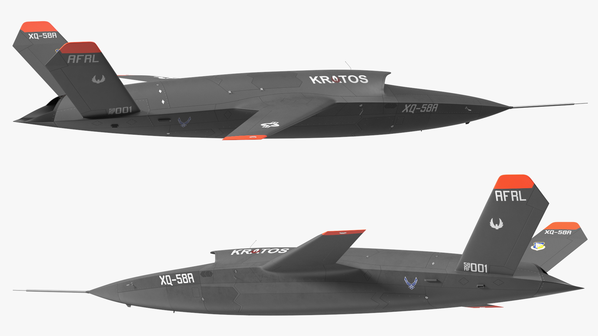 3D model Valkyrie Kratos XQ-58 Combat Military Drone Rigged