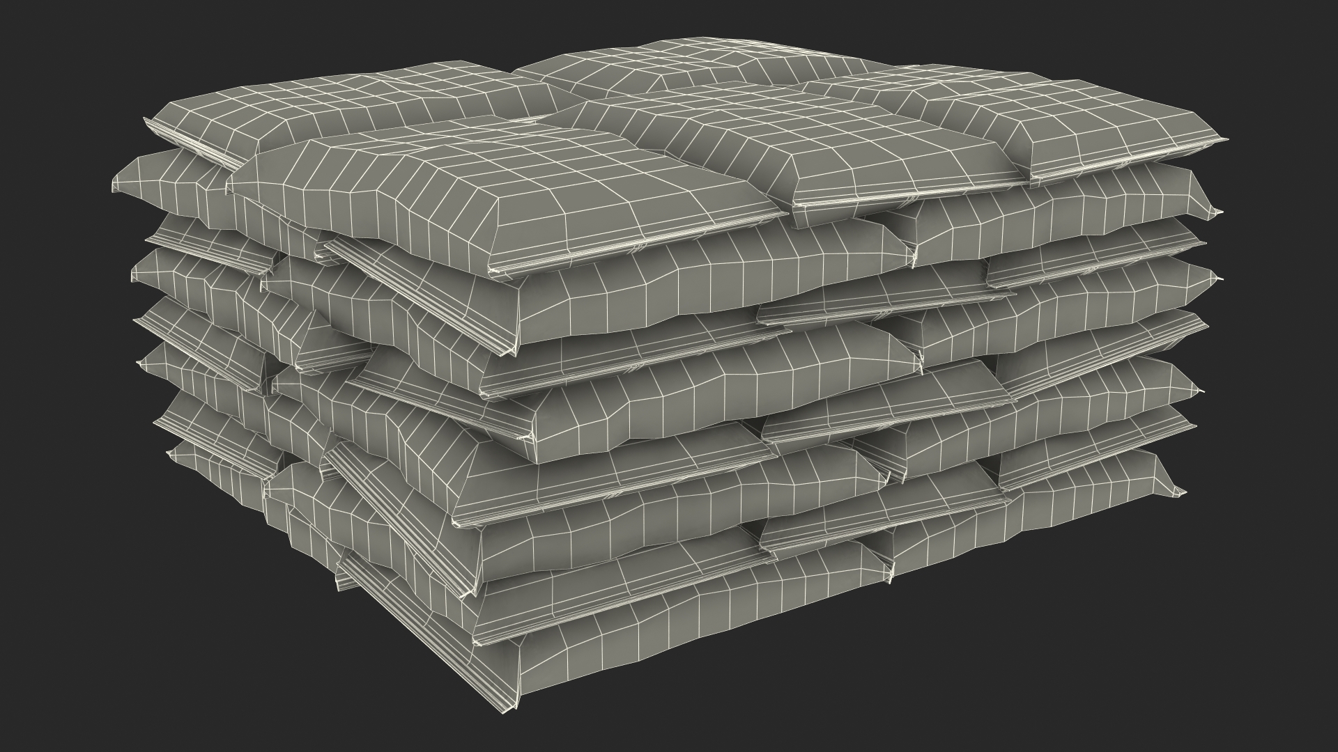 3D Neatly Stacked Cement Bags