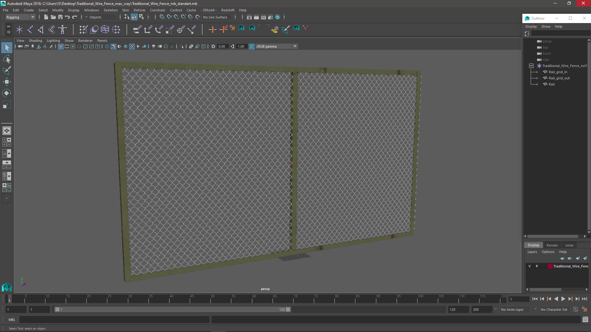 Traditional Wire Fence 3D