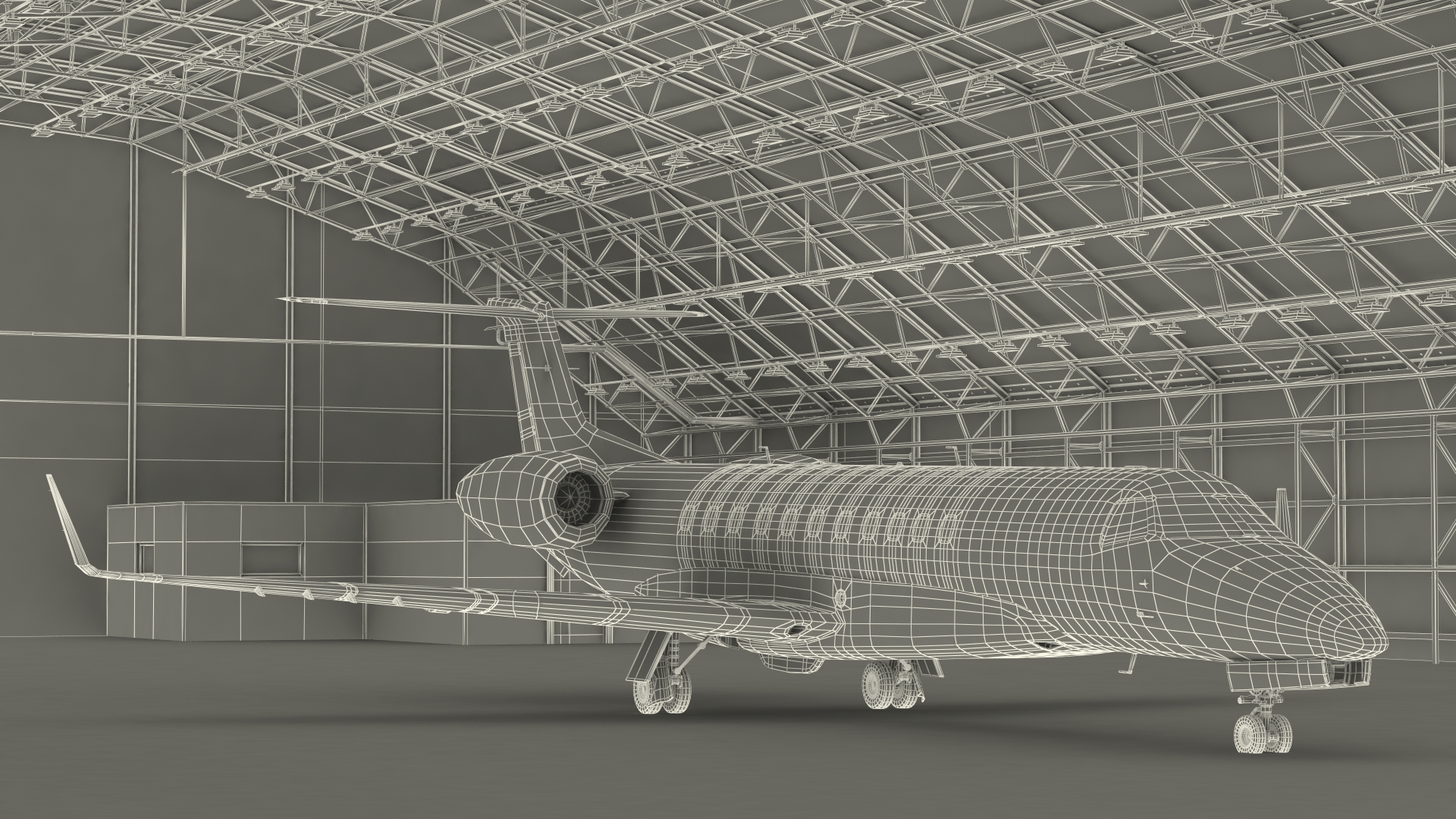 3D model Private Jet Embraer Legacy 650E In Aircraft Hangar