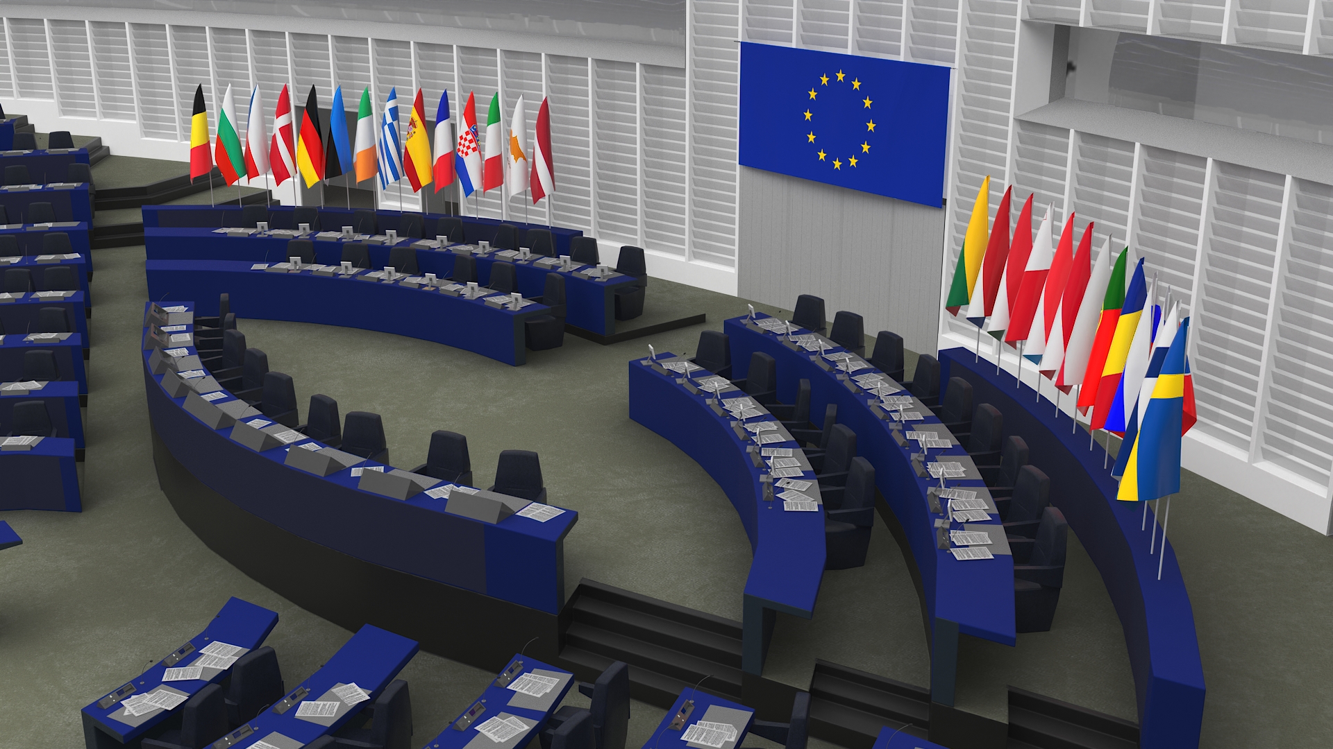 European Parliament Hemicycle Chamber 3D