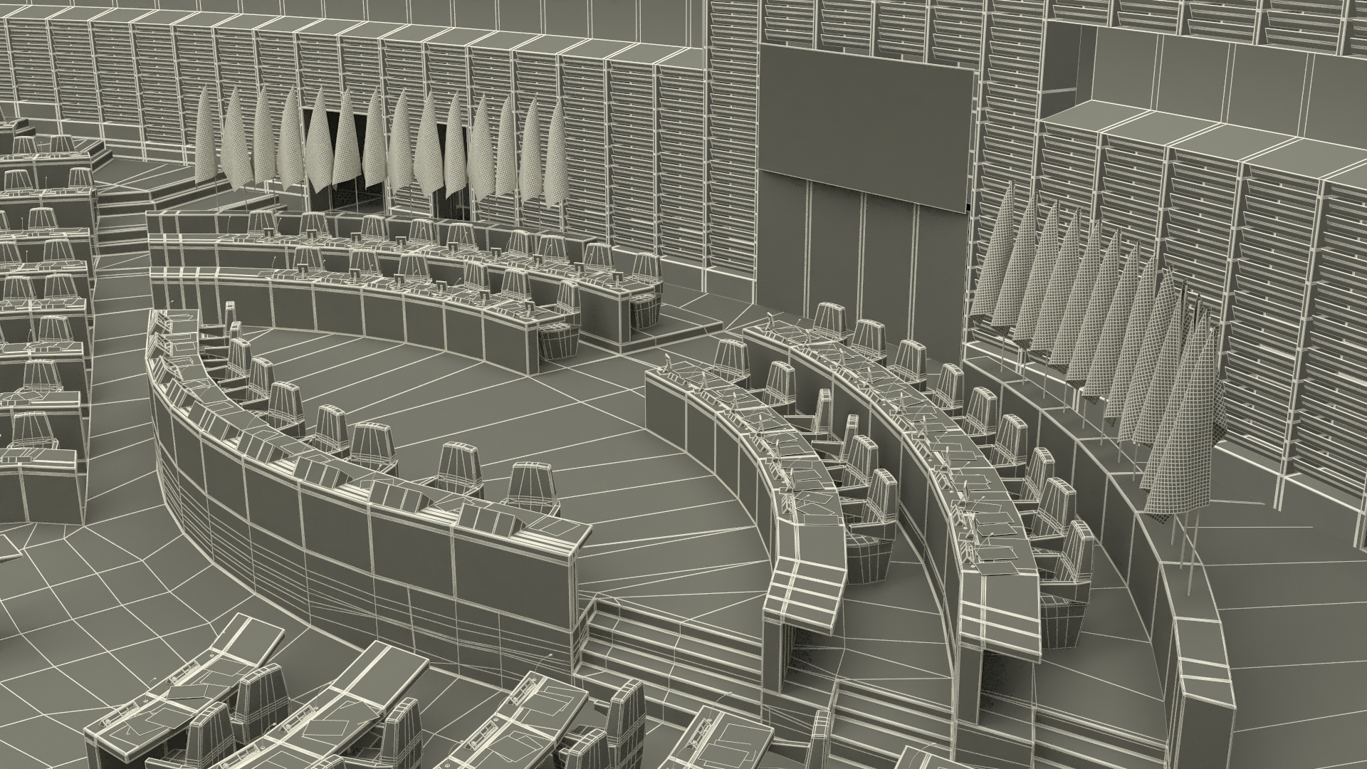 European Parliament Hemicycle Chamber 3D