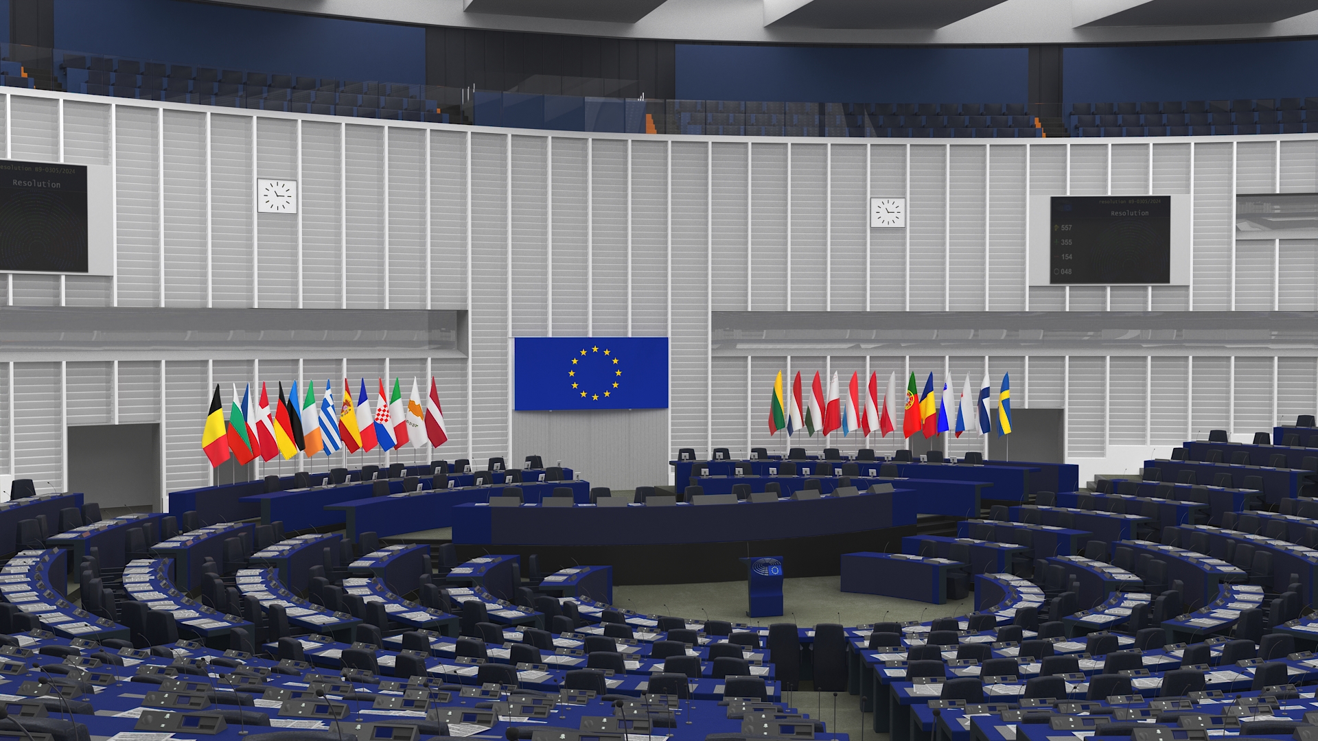 European Parliament Hemicycle Chamber 3D