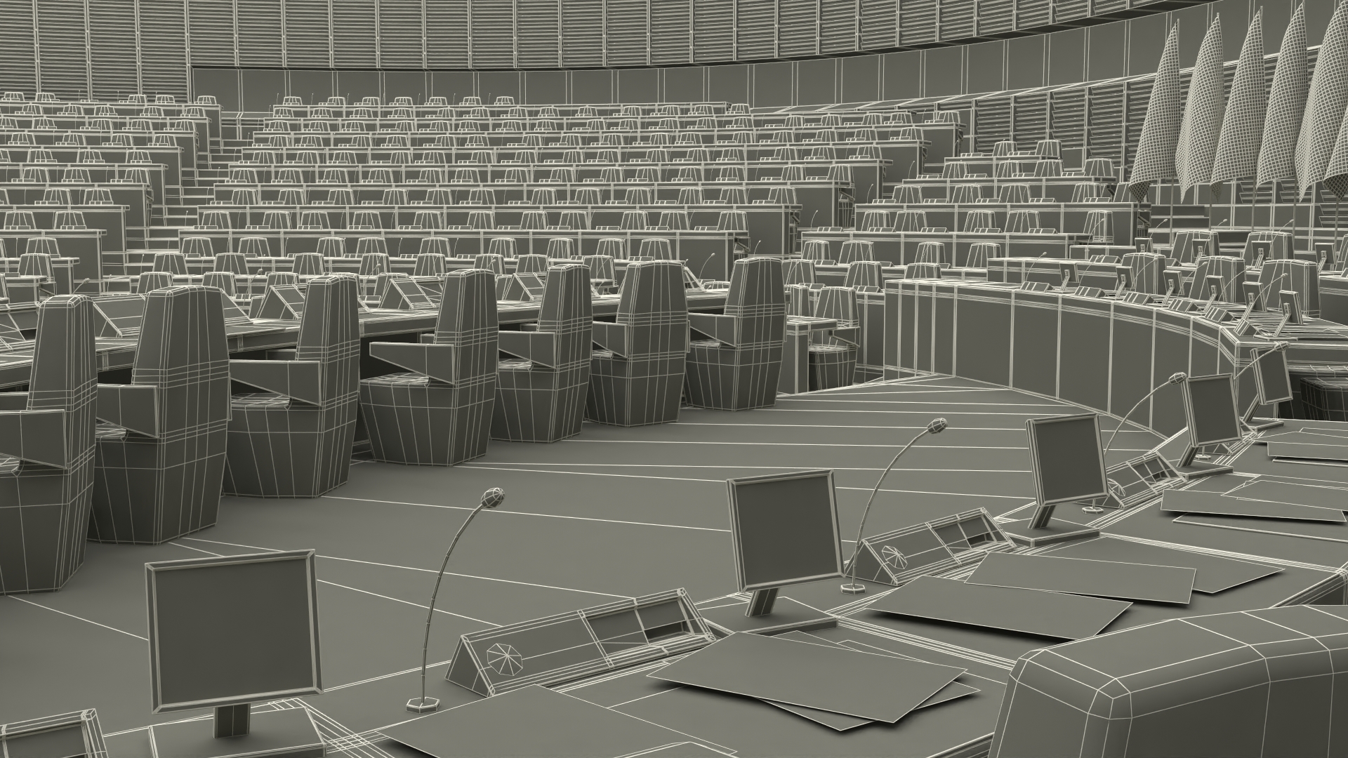 European Parliament Hemicycle Chamber 3D