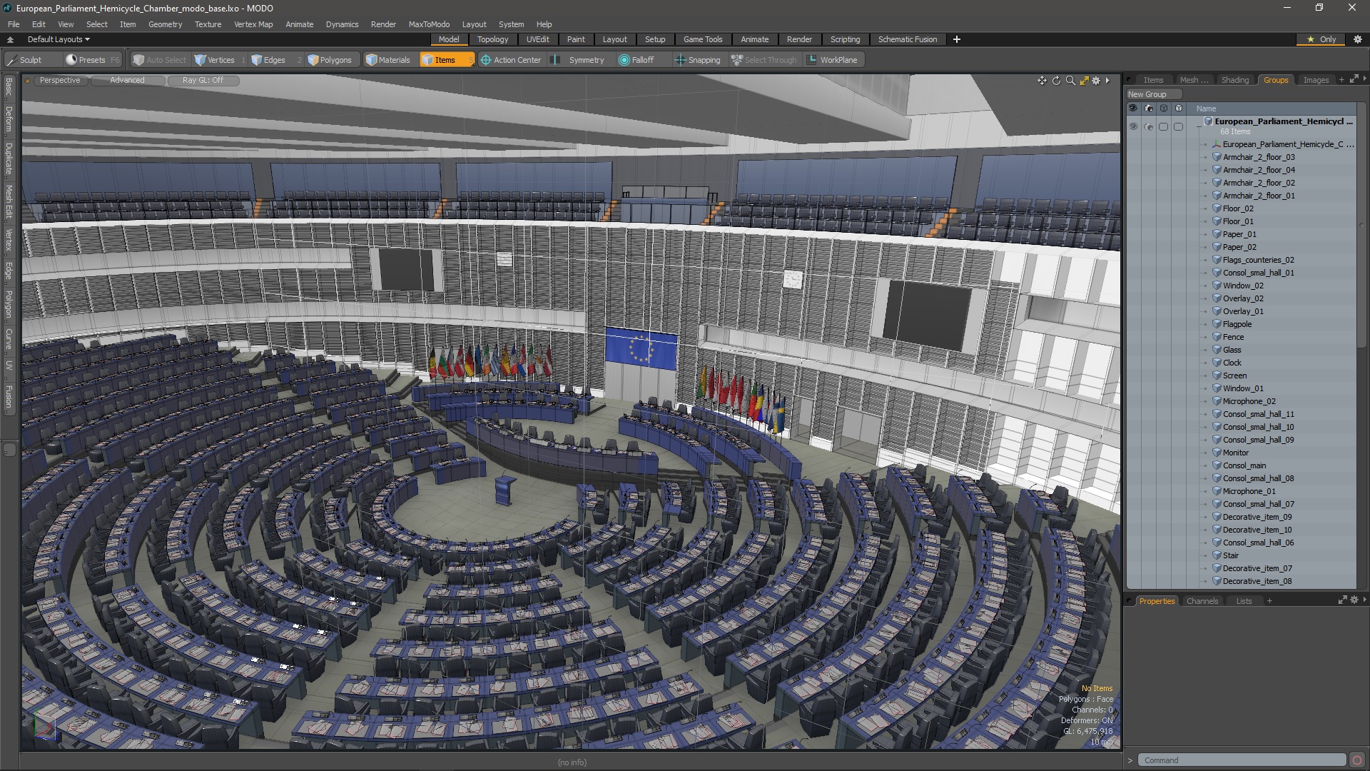 European Parliament Hemicycle Chamber 3D