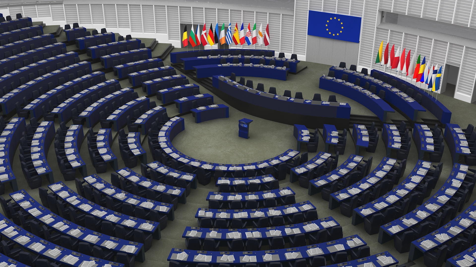 European Parliament Hemicycle Chamber 3D