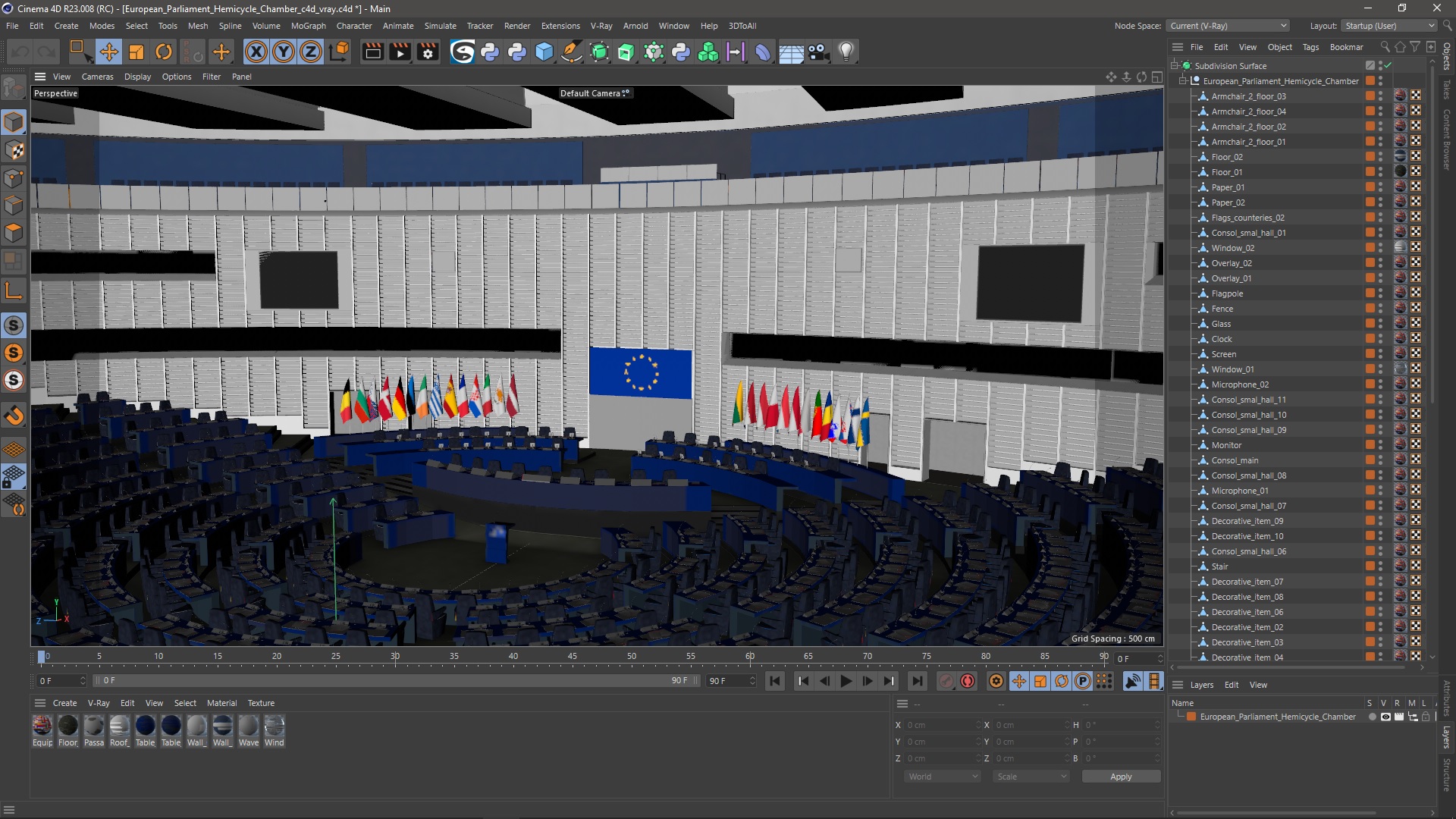 European Parliament Hemicycle Chamber 3D