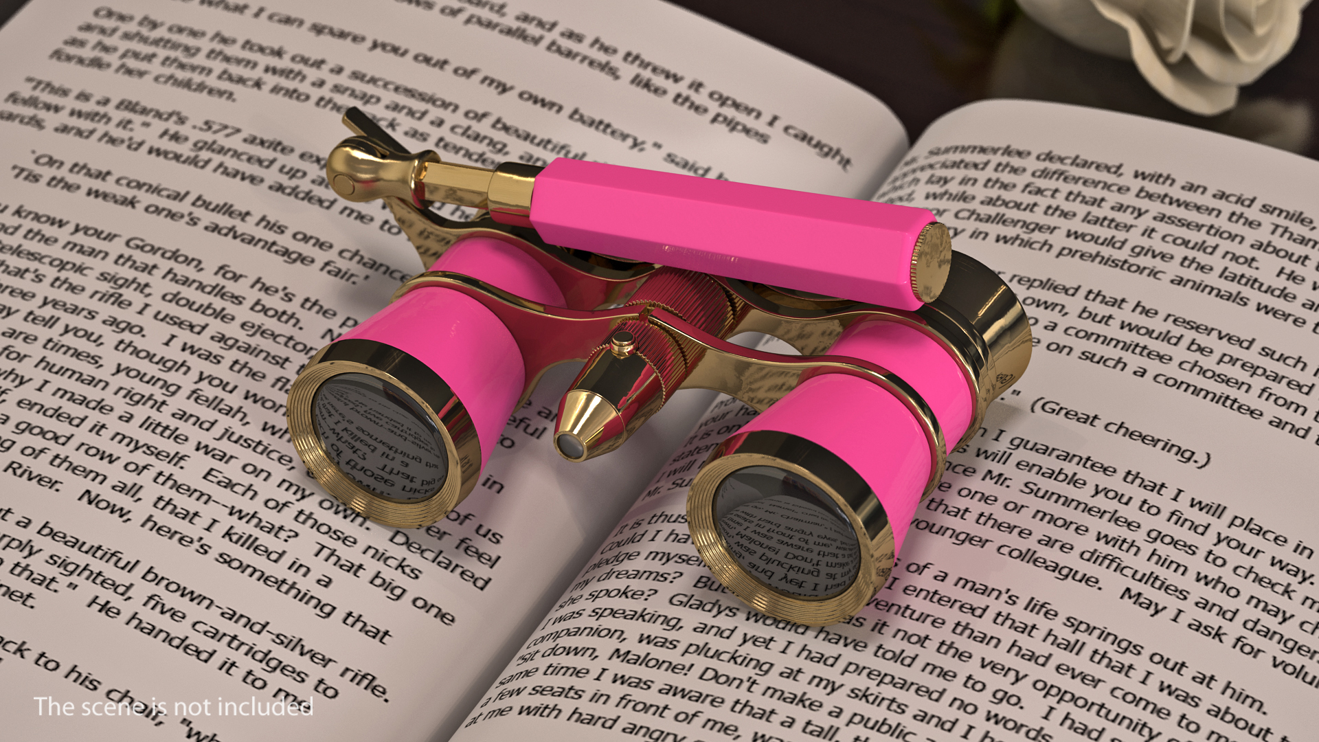 3D Elegant Pink Opera Glasses with Handle model