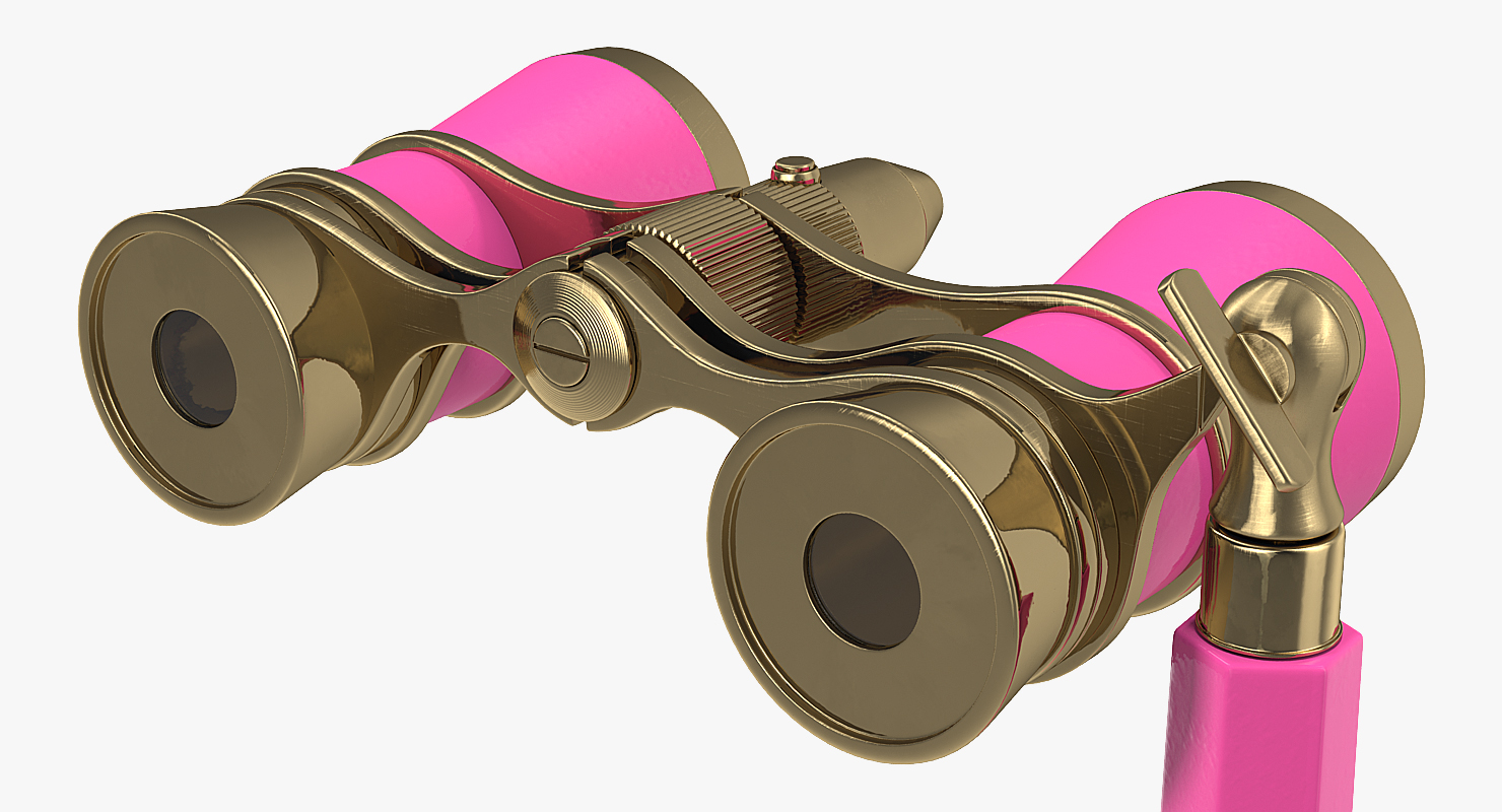 3D Elegant Pink Opera Glasses with Handle model