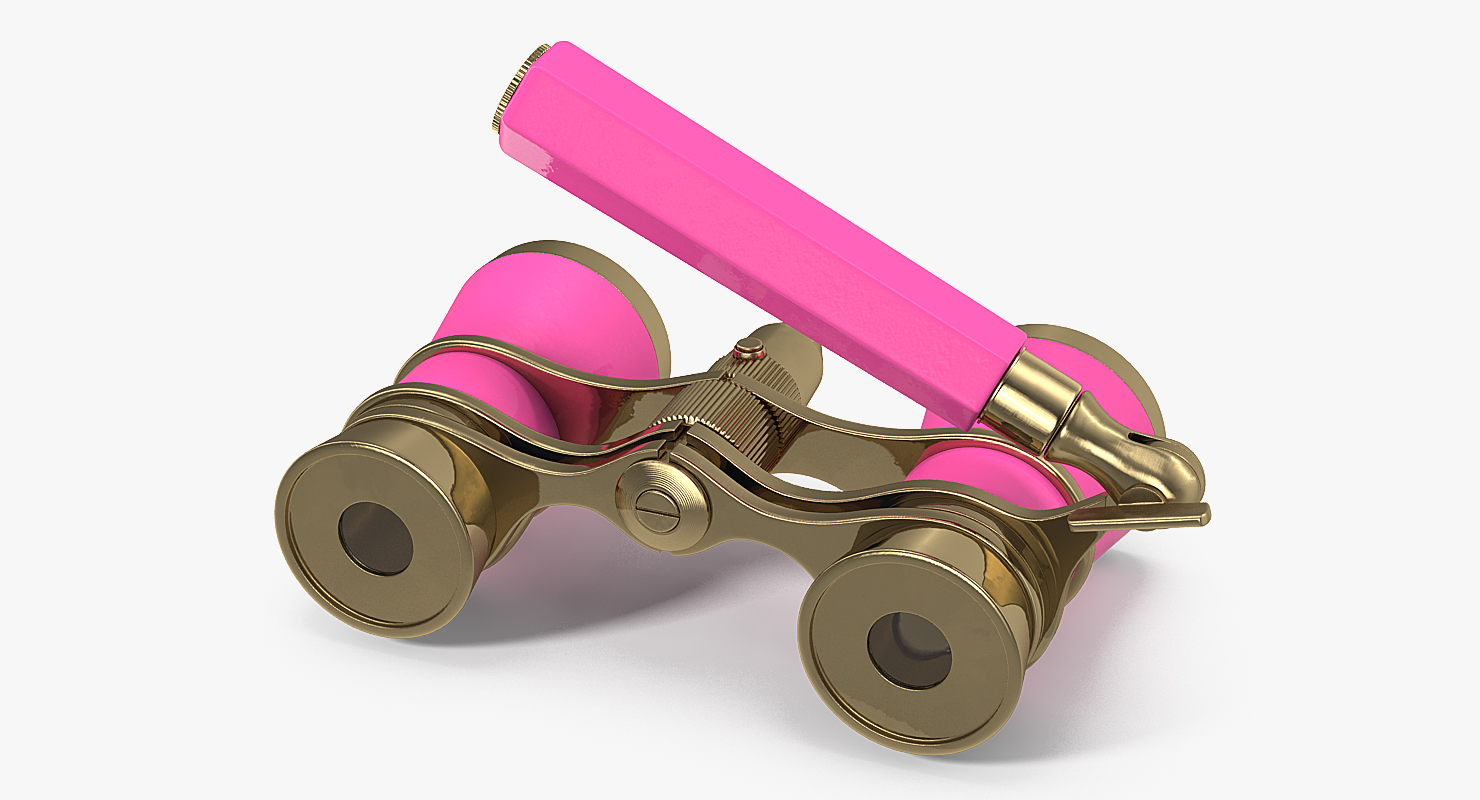 3D Elegant Pink Opera Glasses with Handle model