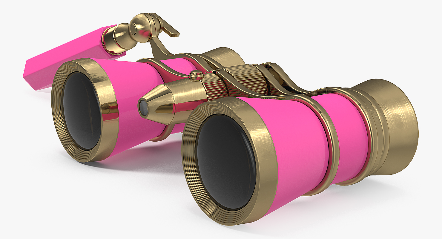 3D Elegant Pink Opera Glasses with Handle model