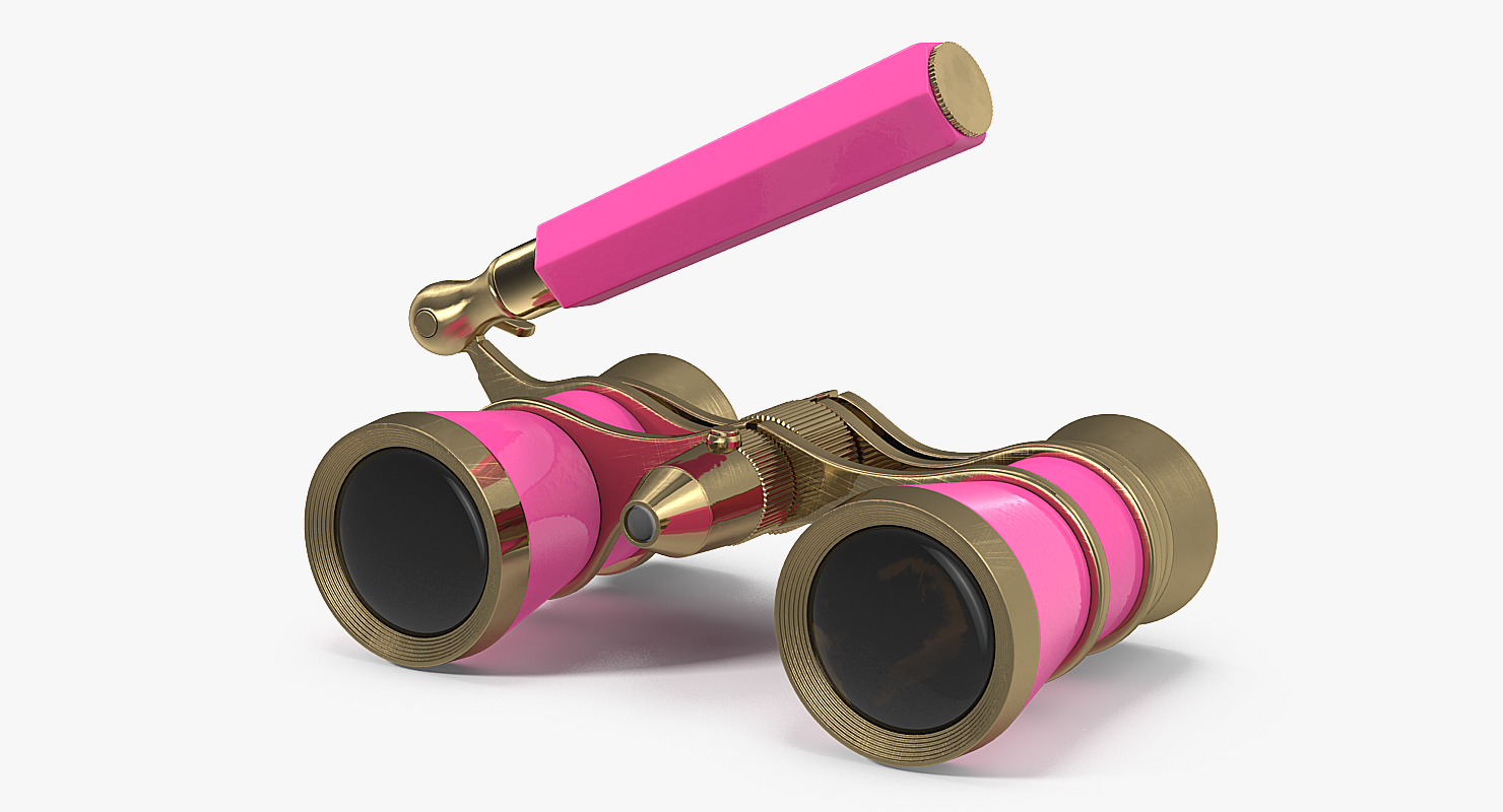 3D Elegant Pink Opera Glasses with Handle model