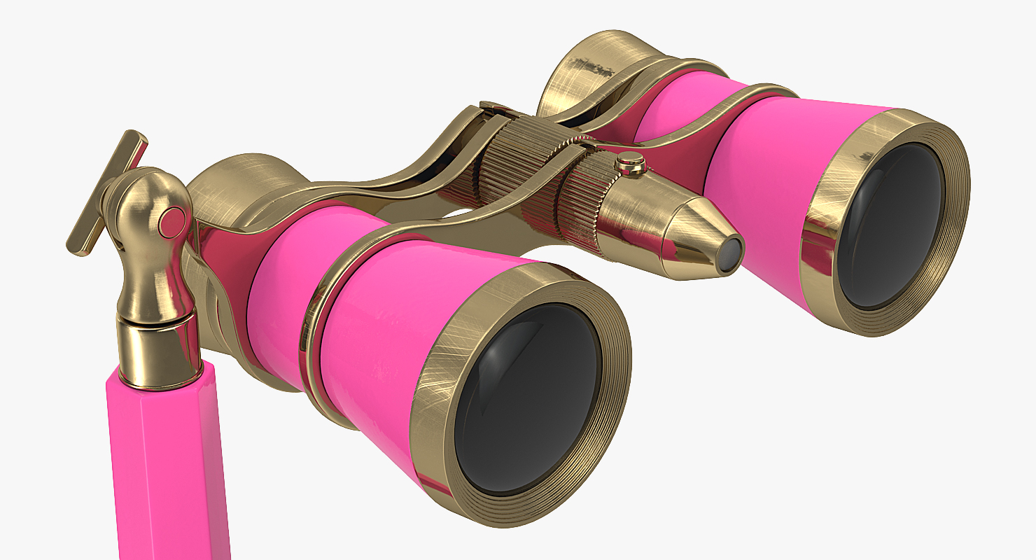 3D Elegant Pink Opera Glasses with Handle model