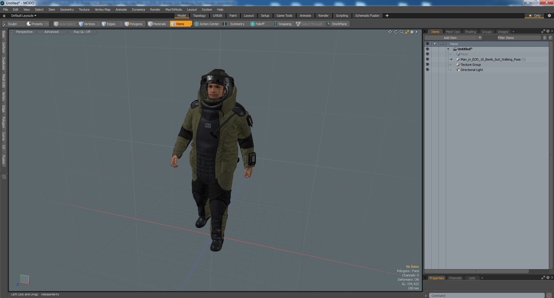 3D Man in EOD 10 Bomb Suit Walking Pose