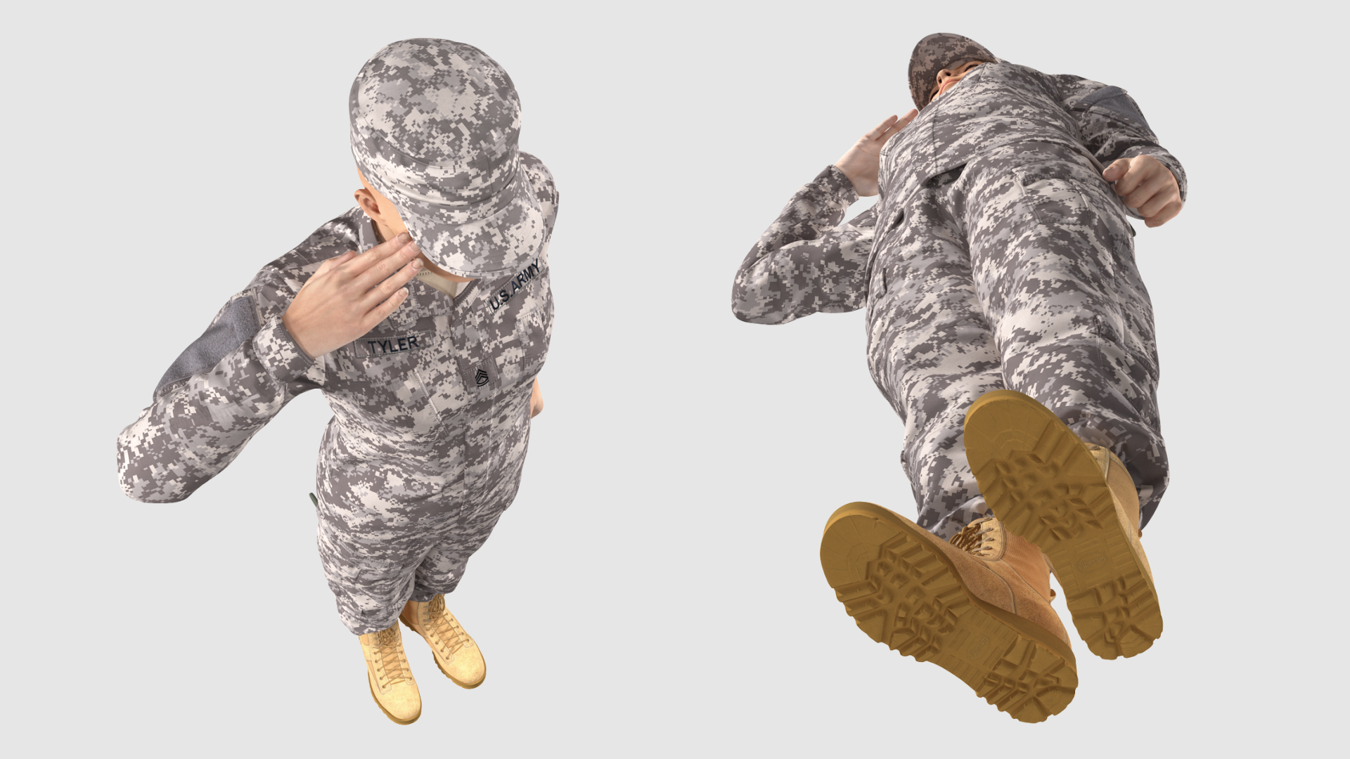 3D Female Soldier Military ACU Saluting Pose