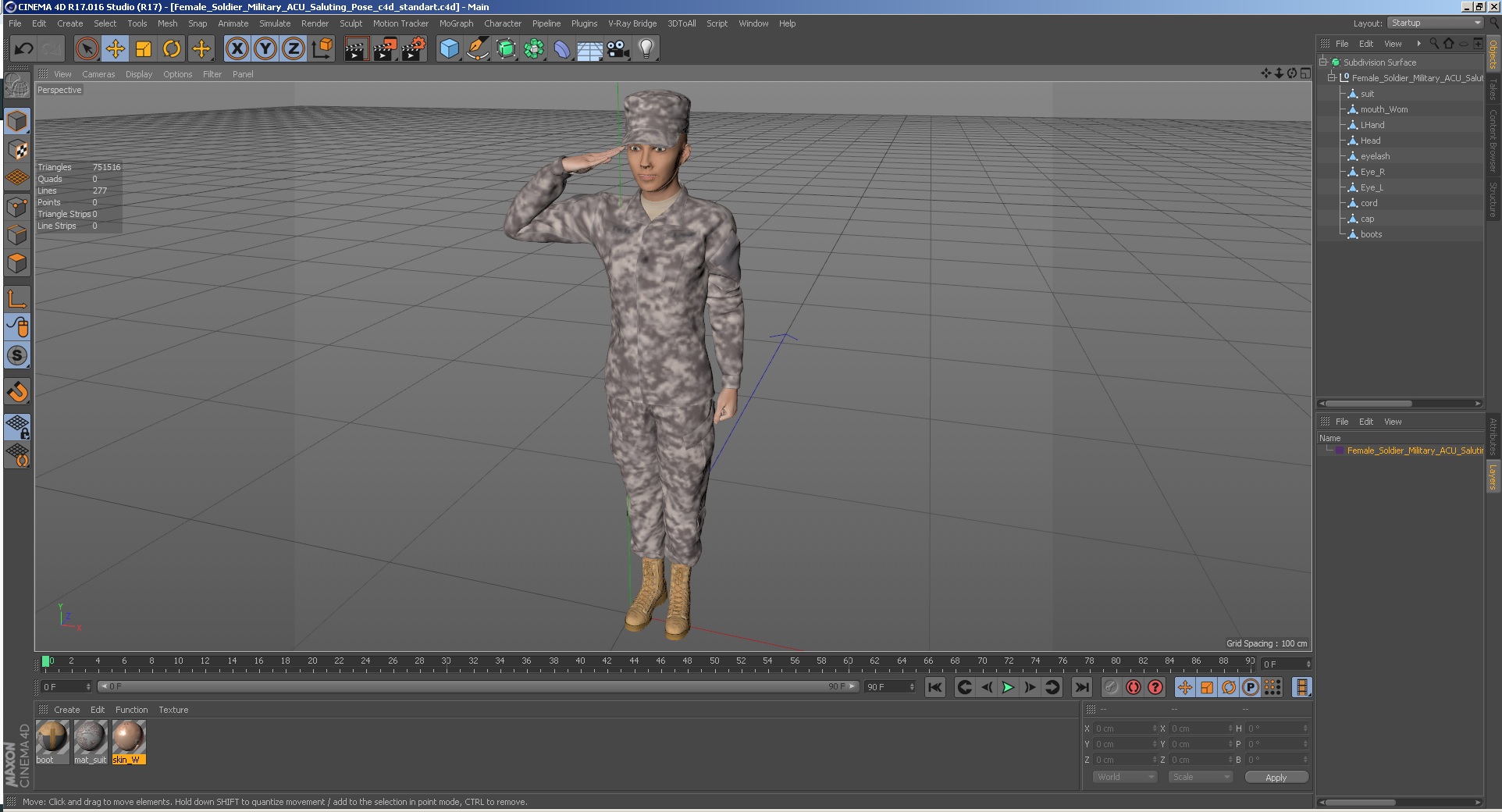 3D Female Soldier Military ACU Saluting Pose