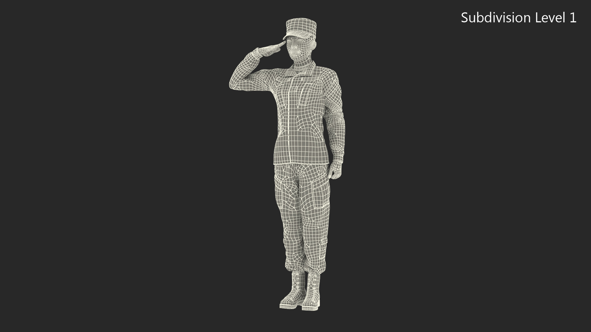 3D Female Soldier Military ACU Saluting Pose