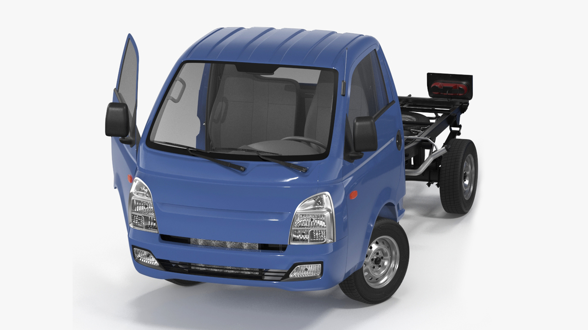 Mini Truck Bare Chassis Blue Rigged for Maya 3D model