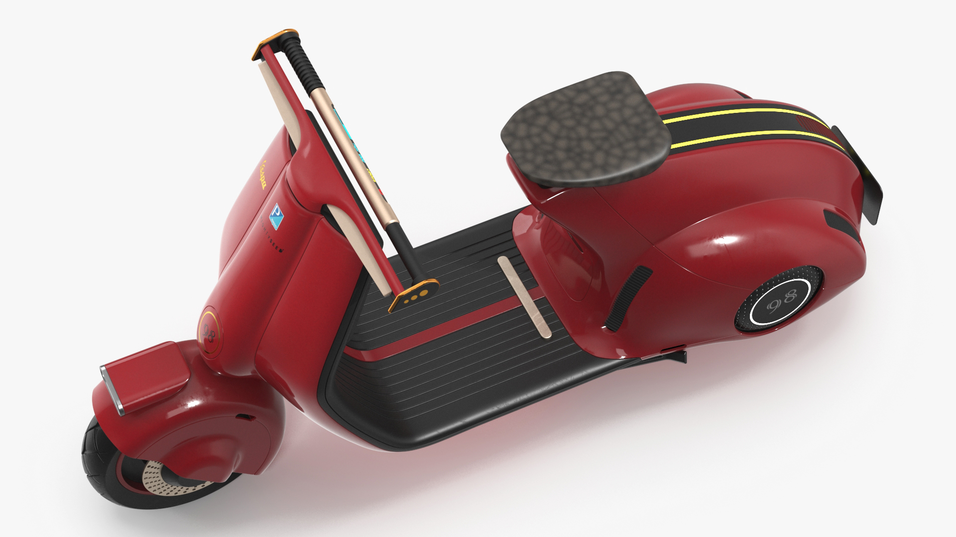 3D model Designer Red Electric Scooter Vespa 98 Lights On Rigged