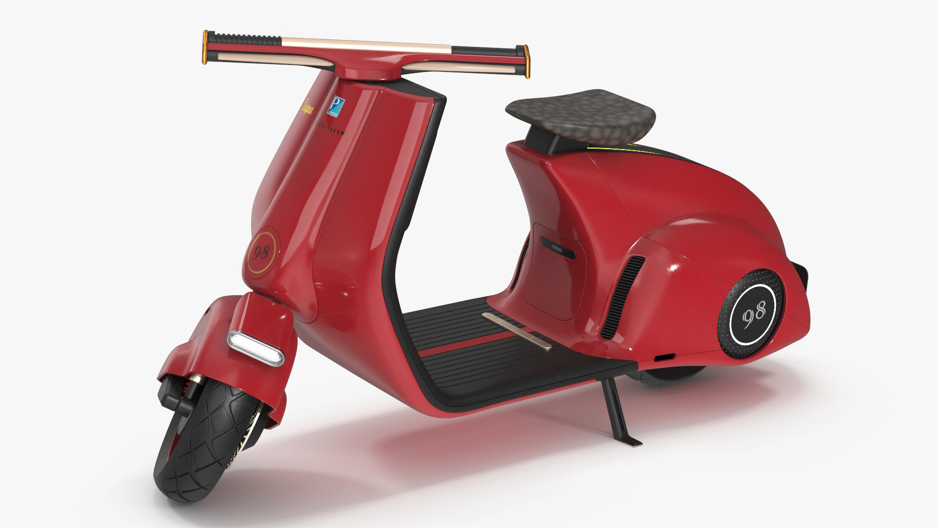 3D model Designer Red Electric Scooter Vespa 98 Lights On Rigged