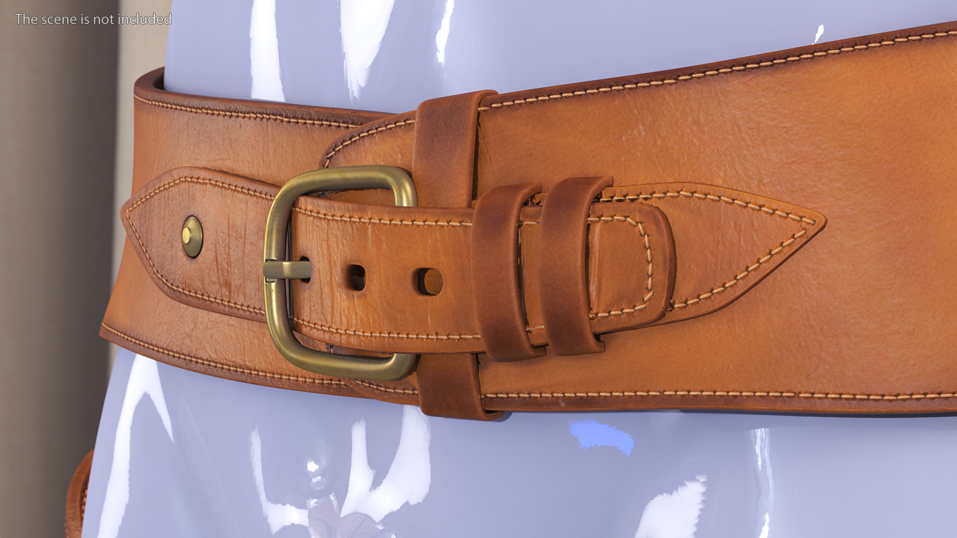 3D model Double Gun Belt Brown with Gun