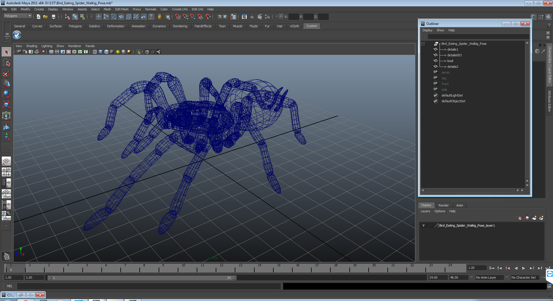 3D model Bird Eating Spider Walkig Pose