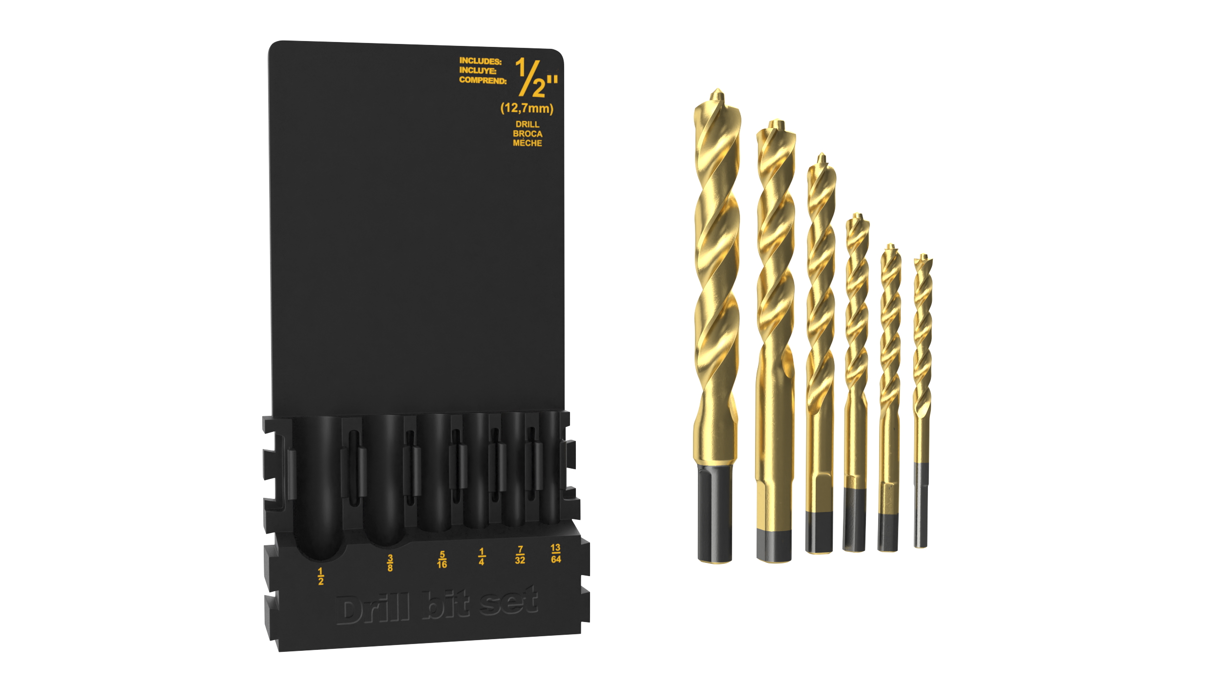 Titanium Nitride Pilot Point Drill Bit Set 3D