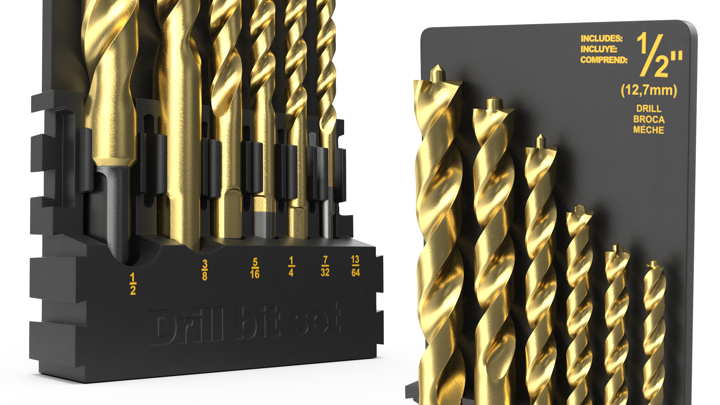 Titanium Nitride Pilot Point Drill Bit Set 3D