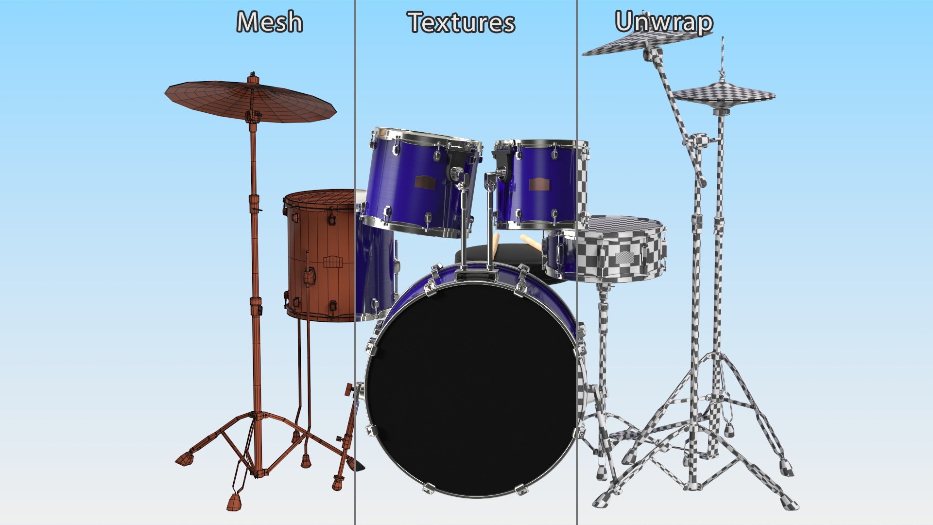 3D Plus 5 Piece Drum Kit