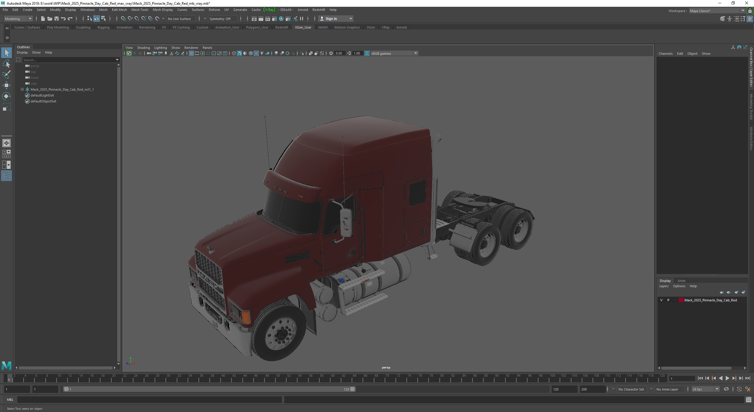 3D model Mack 2025 Pinnacle Day Cab Red