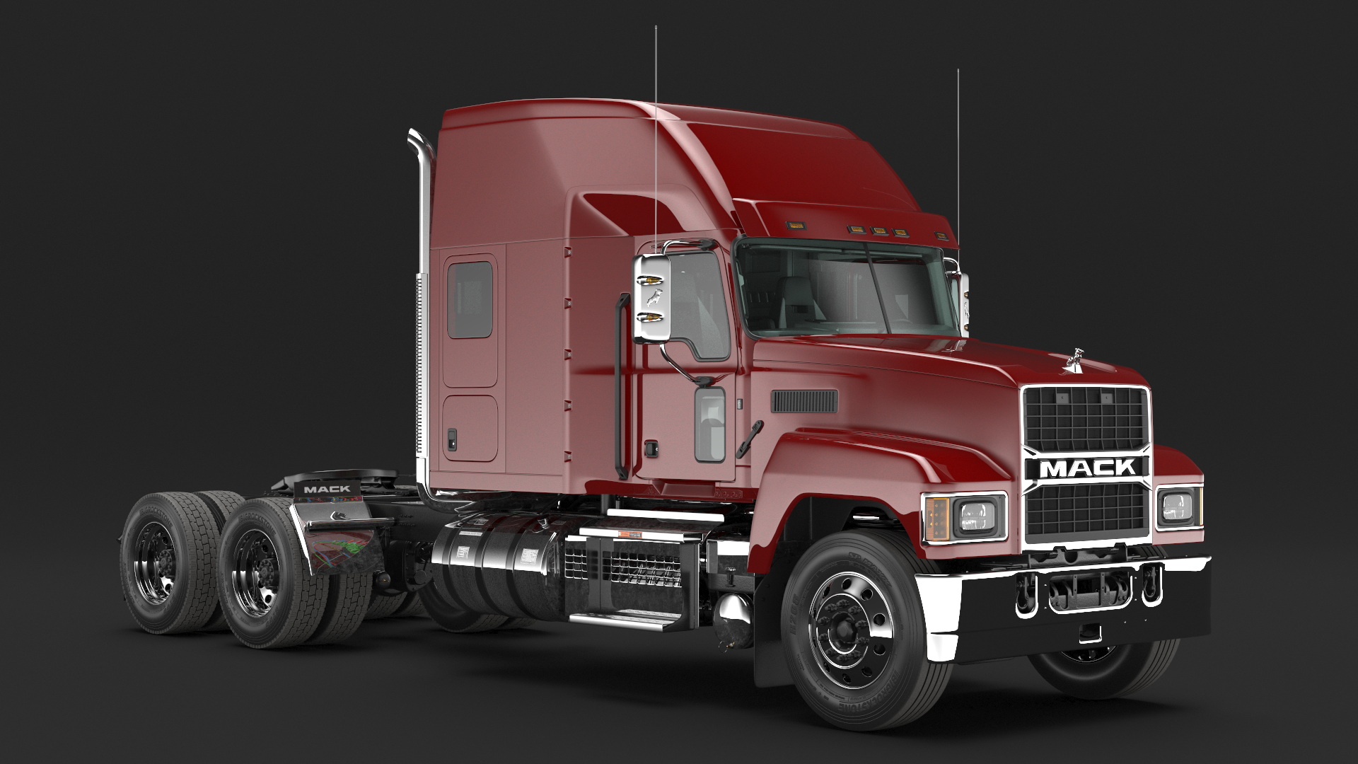 3D model Mack 2025 Pinnacle Day Cab Red