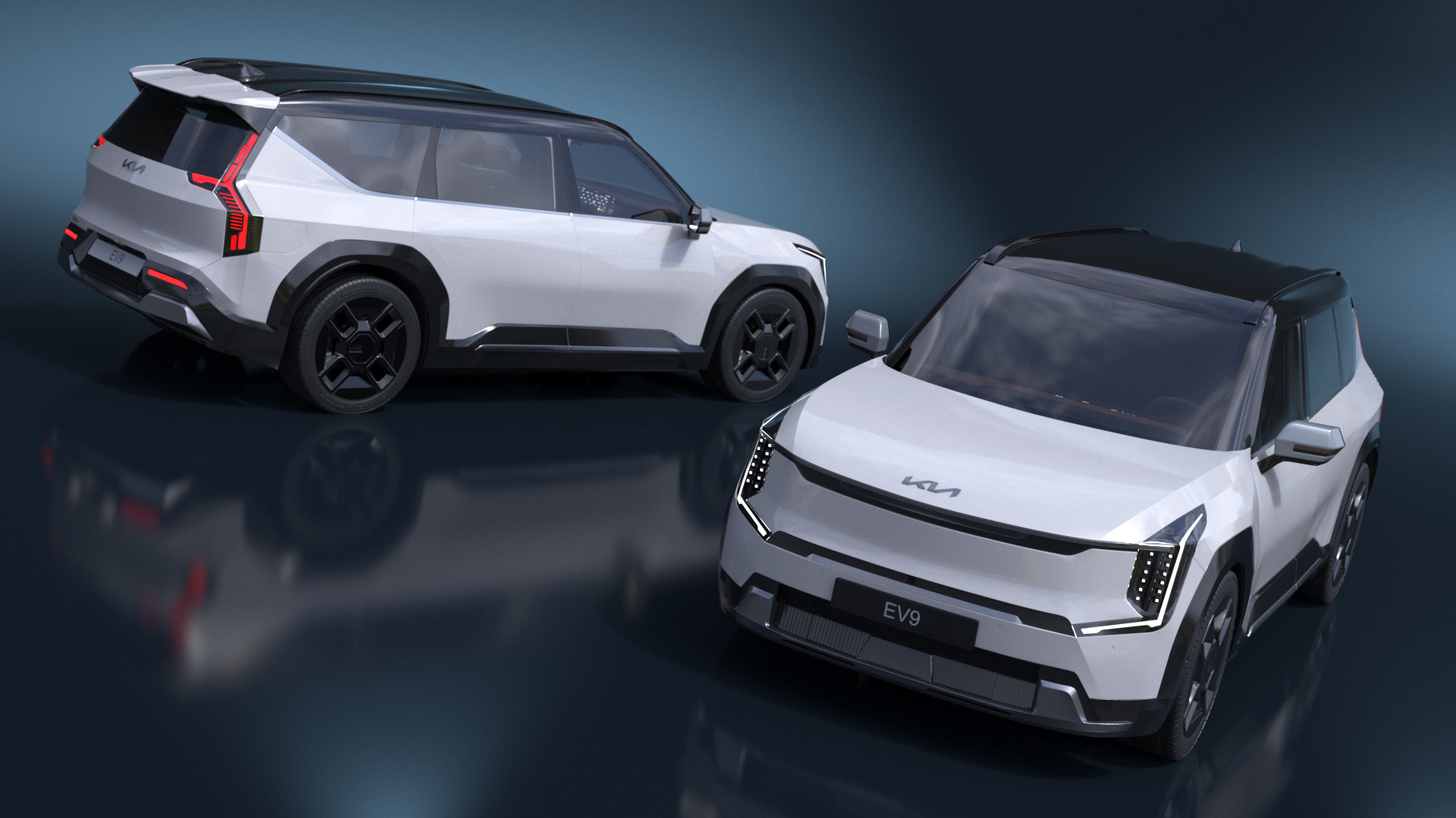 3D KIA EV9 Luxury Electric SUV Black and White model