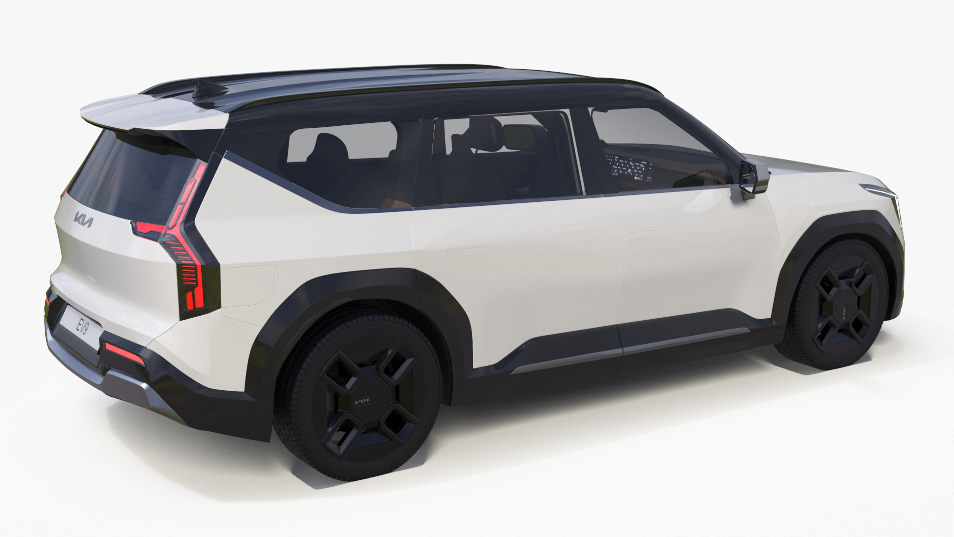 3D KIA EV9 Luxury Electric SUV Black and White model