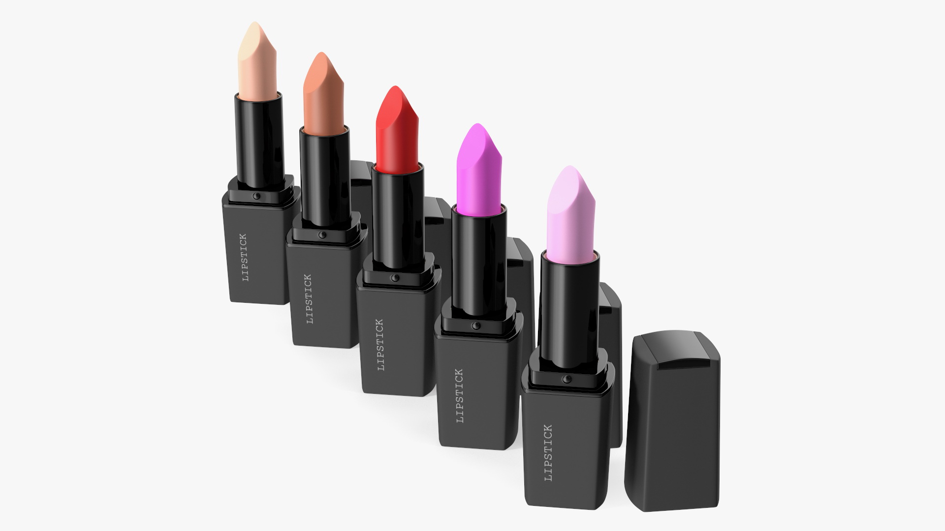 Square Lipsticks 5 Colors Set 3D model