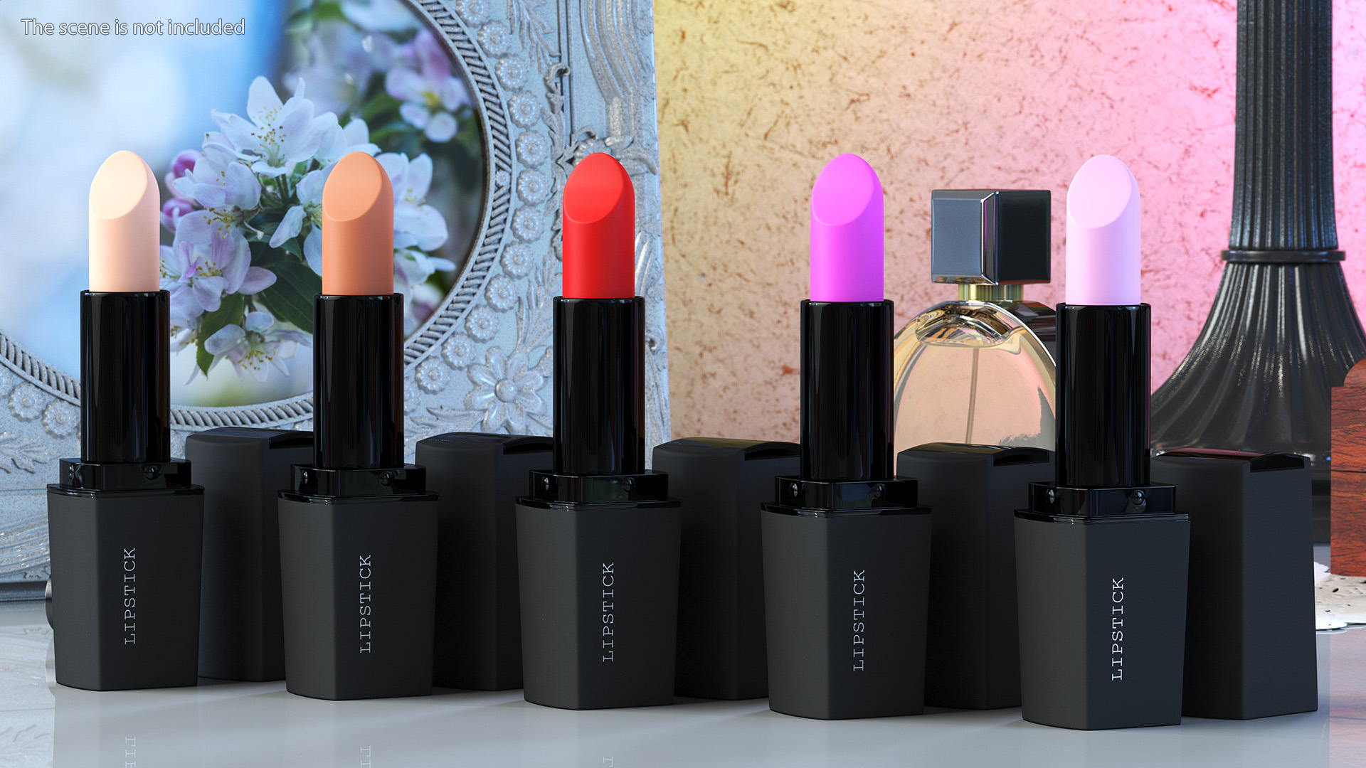 Square Lipsticks 5 Colors Set 3D model