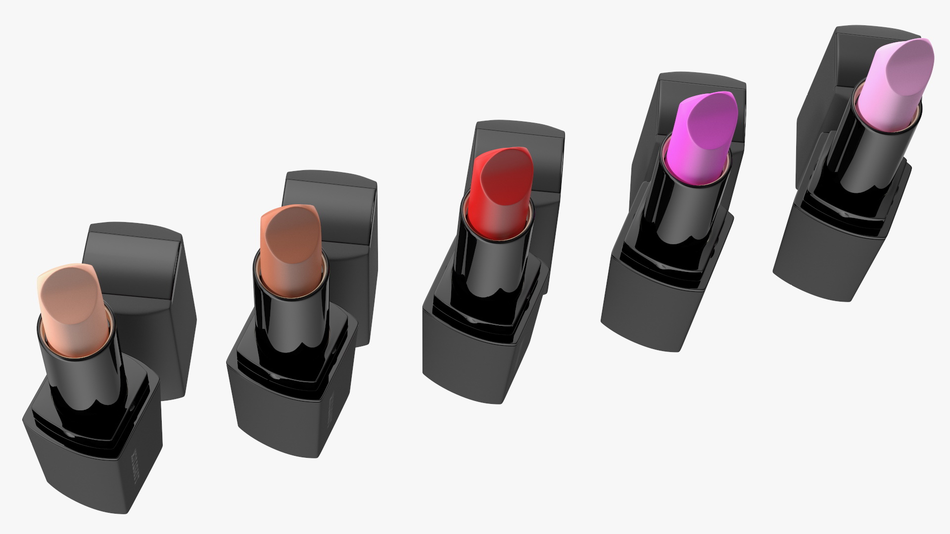 Square Lipsticks 5 Colors Set 3D model