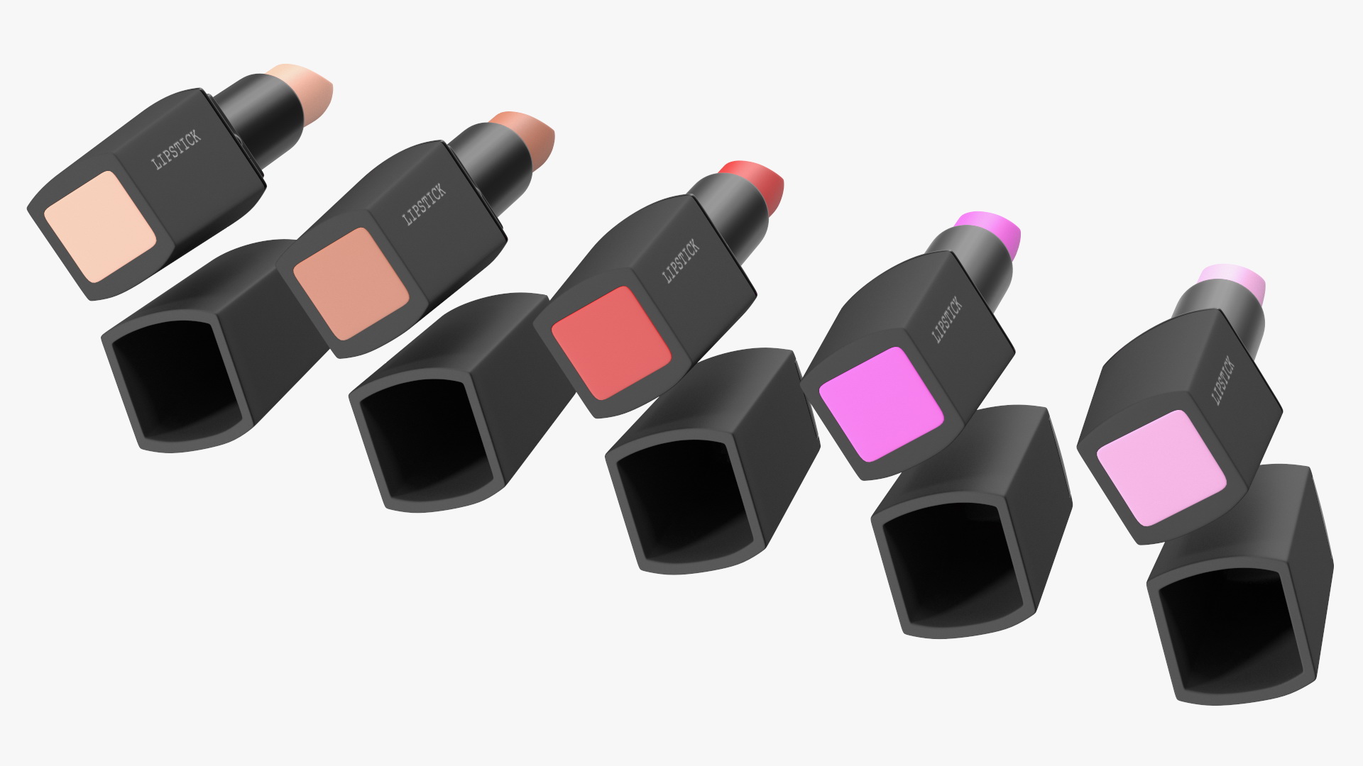 Square Lipsticks 5 Colors Set 3D model