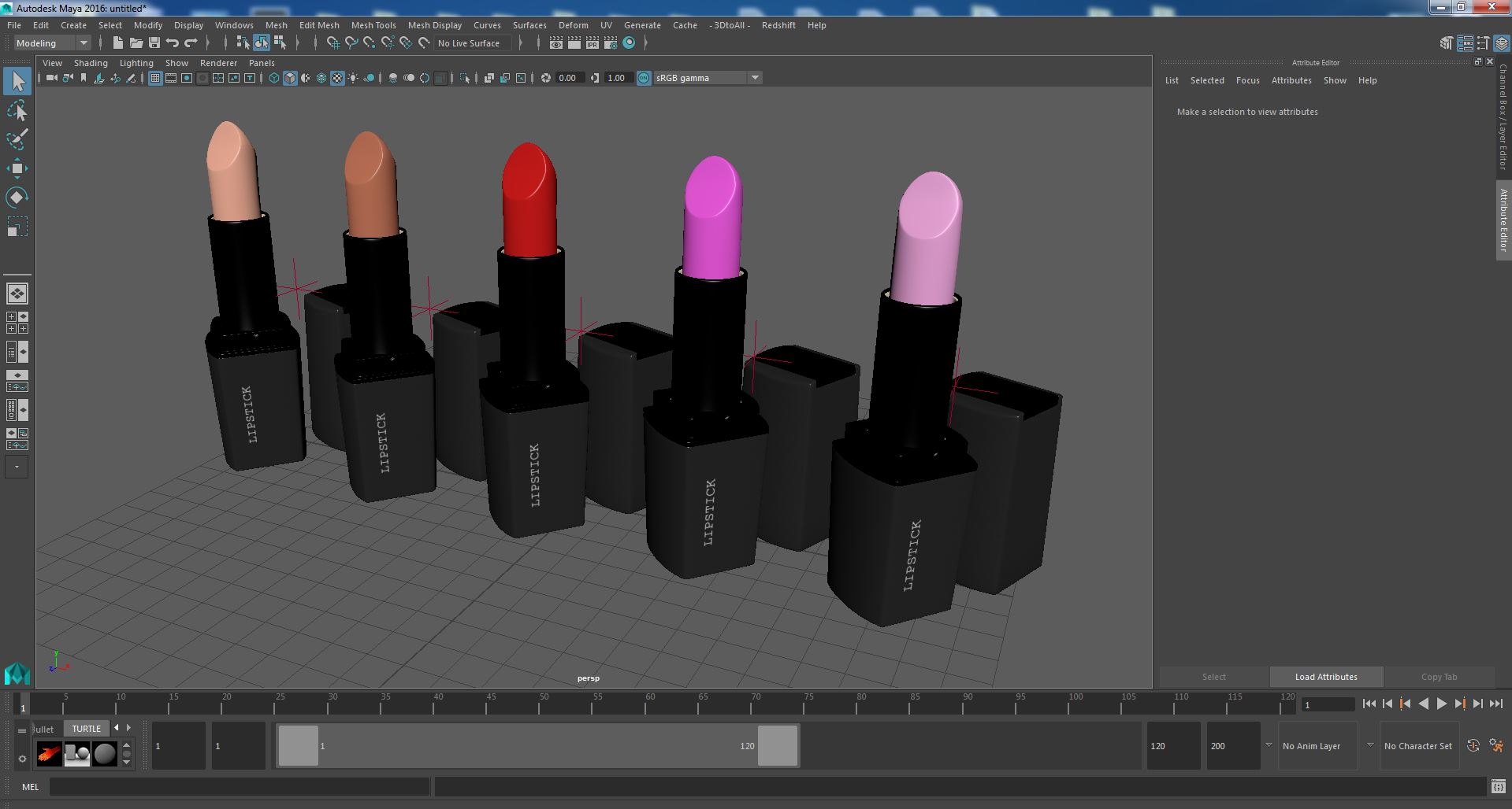 Square Lipsticks 5 Colors Set 3D model