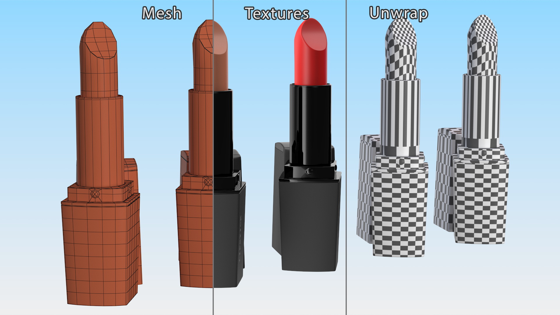 Square Lipsticks 5 Colors Set 3D model